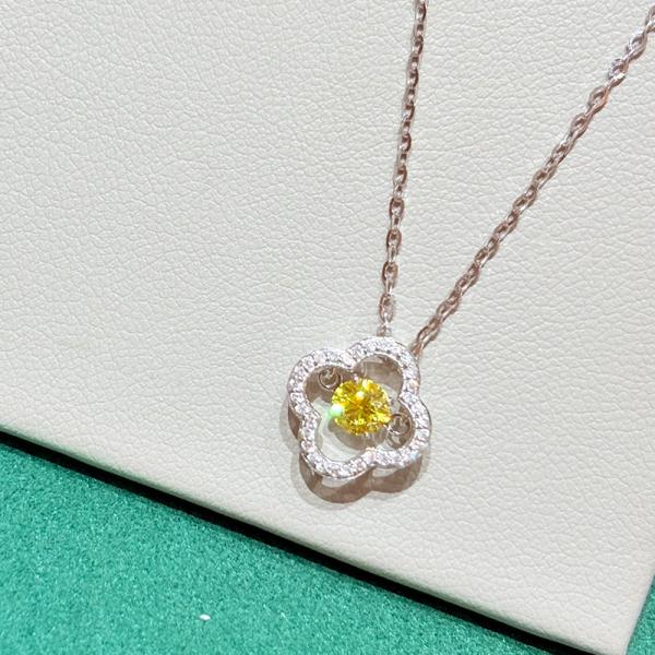 lab diamond clover necklace for gift
